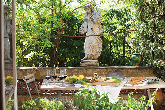 Photo of meal in a garden.
