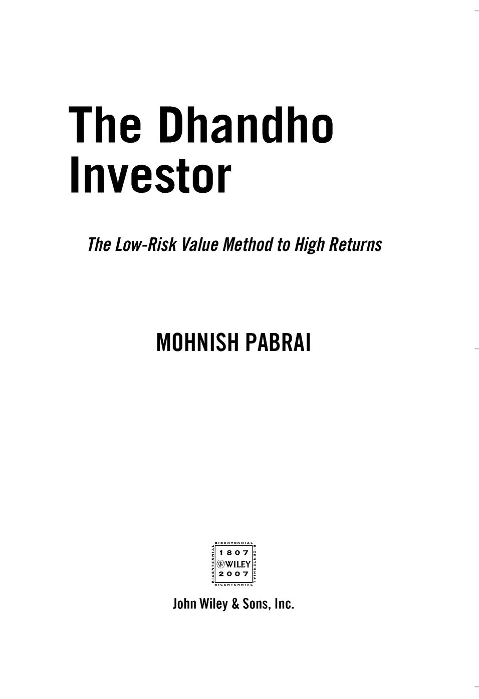 dhandho investor meeting dhandho investor meeting