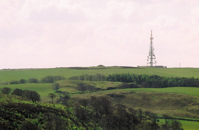 Cairnpapple sits on top of the highest hill in Central Scotland, as evidenced by a modern radio mast