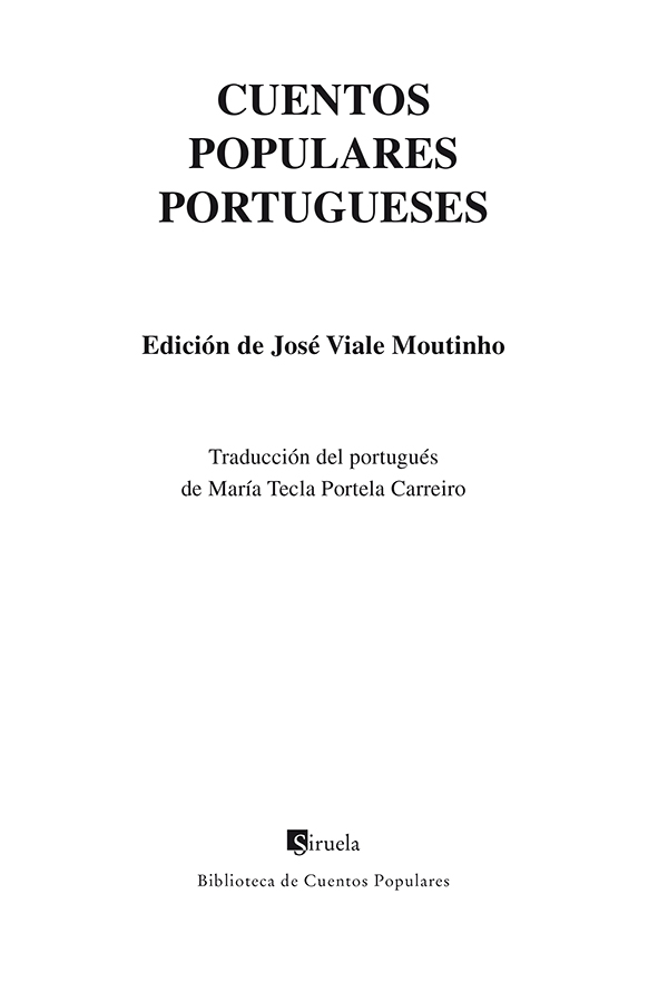 Portadilla: Cuentos populares portugueses. Edición de José Viale Moutinho