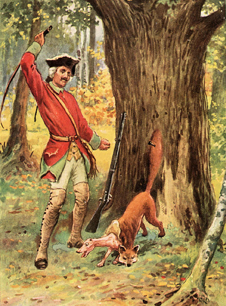 Der Fuchs springt aus dem Fell Fuchspelz