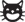 Icon of the outline of a face of a cat with mouth wide open and three whiskers on each side.