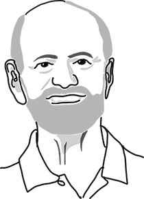 A photograph-like drawing of Dr. Marshall Goldsmith.