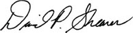 Signature of David P. Shearer.