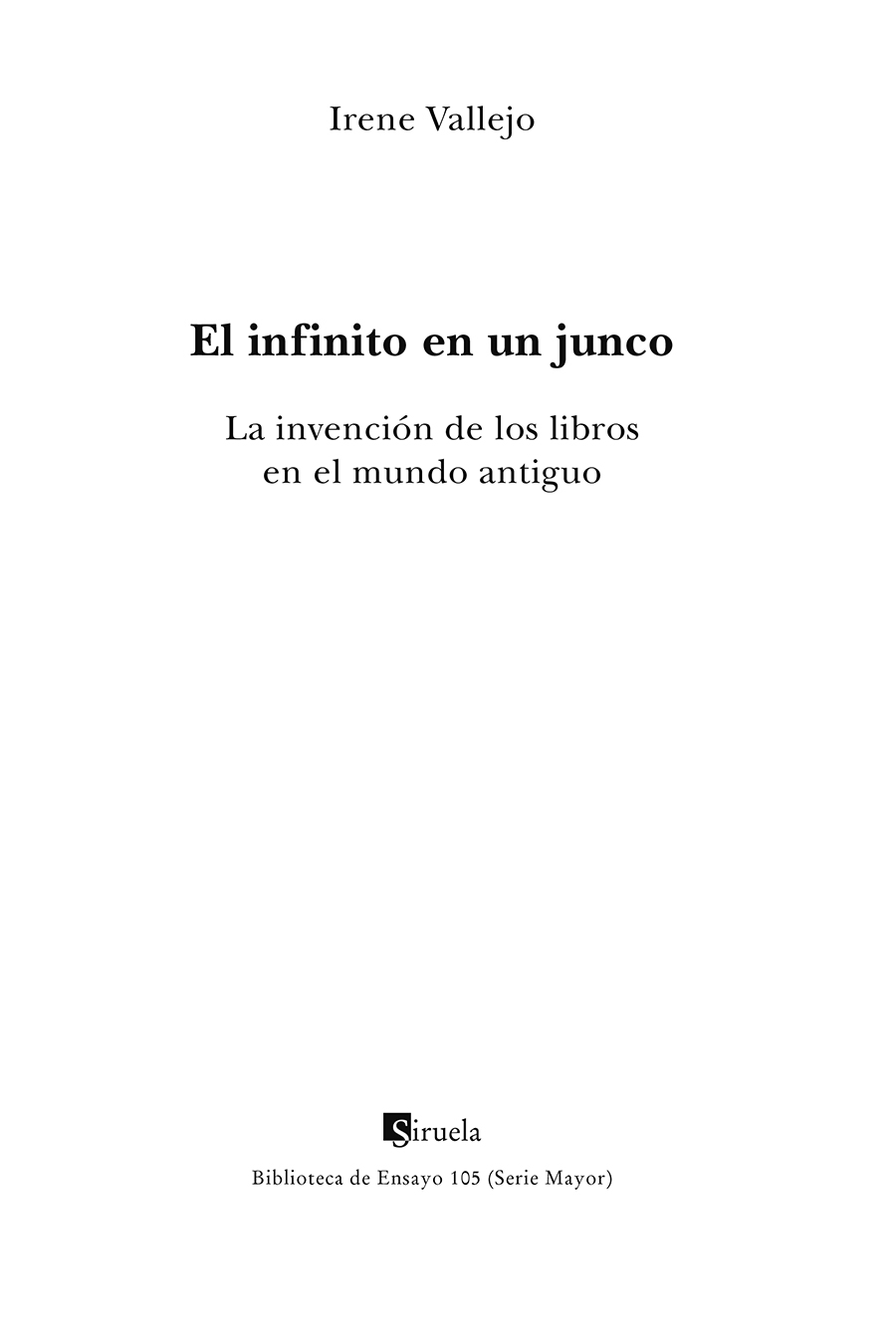 Portadilla: El infinito en un junco. Irene Vallejo
