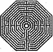 ABB. XXI-B: Das Labyrinth von Amiens: Ein Oktagon mit einer Rosette im Zentrum.