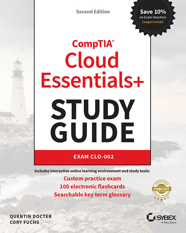Cover: CompTIA® Cloud Essentials+™ Study Guide Exam CLO-002, Second Edition by Quentin Docter