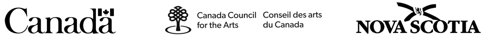 The logos of three organizations that provided financial support for the creation of this publication: the Government of Canada, the Canada Council for the Arts, and the Province of Nova Scotia.